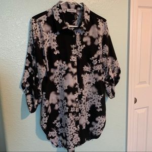 Calvin Klein Jasmine Blouse with Roll Up Sleeves M
